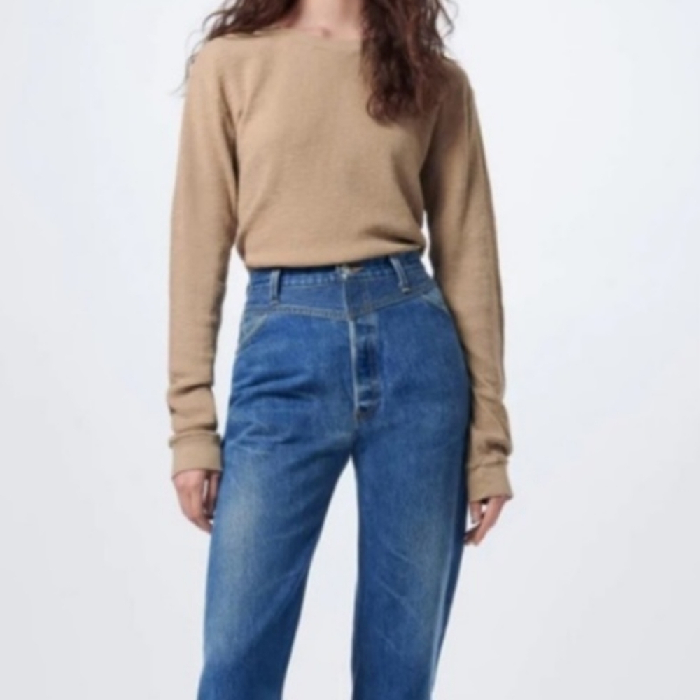 NWT Re/done sand color thermal long sleeve top size medium